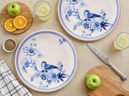 Hermia Blue Serv Bird Juego de Platos de Servicio (6 Piezas) Azul y Blanco